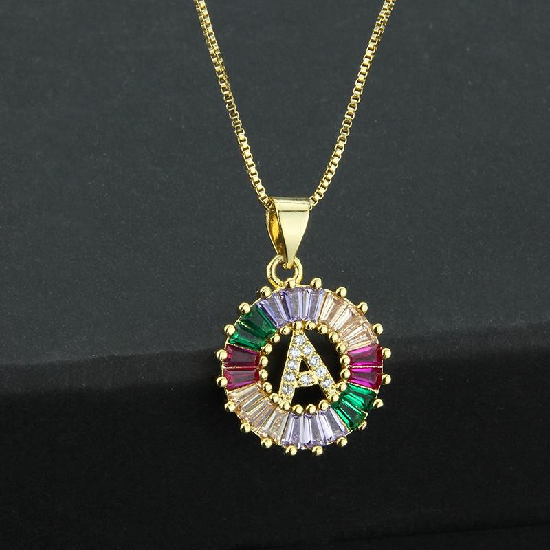 European and American simple 26 letter necklace directly from the manufacturer color zirconium English temperament pendant necklace wholesale