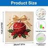 DIY 5D Pearl Painting Kit Framed with Festive Christmas Apple and Holly Bow Design Sparkling Bead Canvas Art Creative Gift for Nursery Room Decor