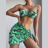 Swimsuit Women's Split Metal U-shaped Bikini Three-piece Printed