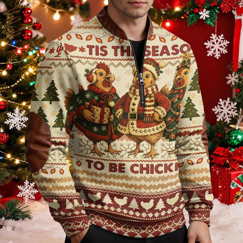 Men's Sweatshirt with Funny Christmas Print, Long Sleeve Pullover Top