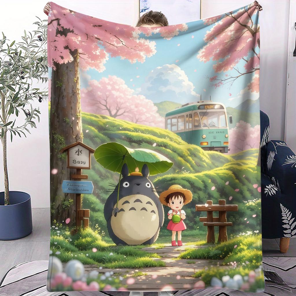 Klassische Cartoon Anime T-Totoros Decke für Büro Reisen Komfort Freizeit Camping Reise Multifunktionale Universelle Decke Ventilator Geschenk