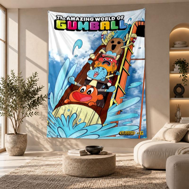 Arazzo Decorativo, Incredibile Mondo di Gumball Stampa Artistica da Parete, Appeso Leggero da Parete per Sfondo della Camera da Letto