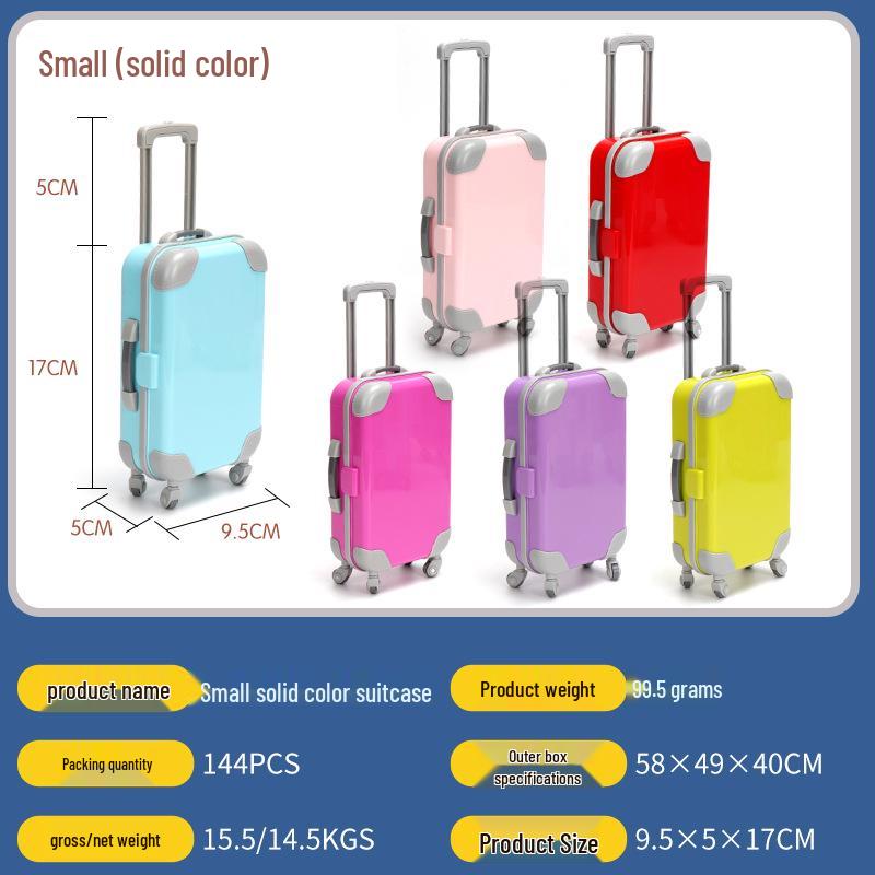 Compact Solid Color Kids Trolley Suitcase Toy with Eyelash Design for Dress-Up and Storage