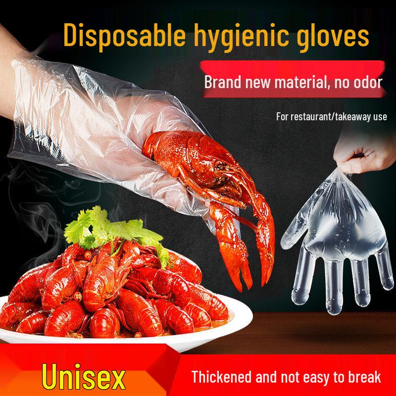 Thickened Transparent Disposable PE Gloves for Catering, Hairdressing, and Food Handling