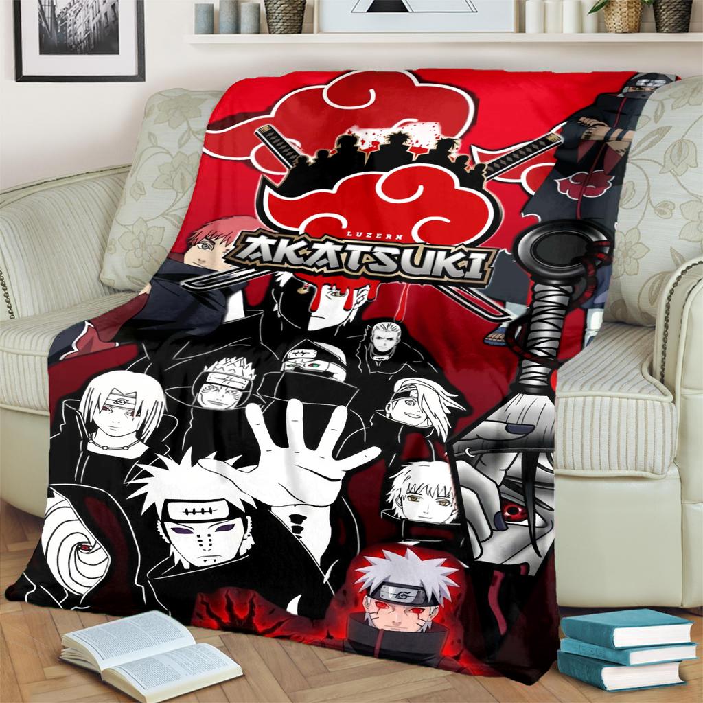 Anime-Naruto Print Blanket Warm Comfortable Flannel Blanket for Bedrooms, Sofas, Beds, Chairs, Picnics, Travel -LXR56