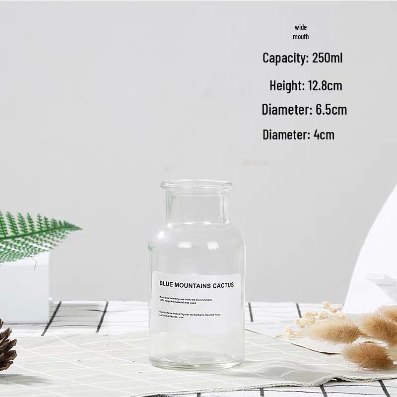 Retro Hemp Rope Glass Vase - Floral Transparent Desktop Ornament