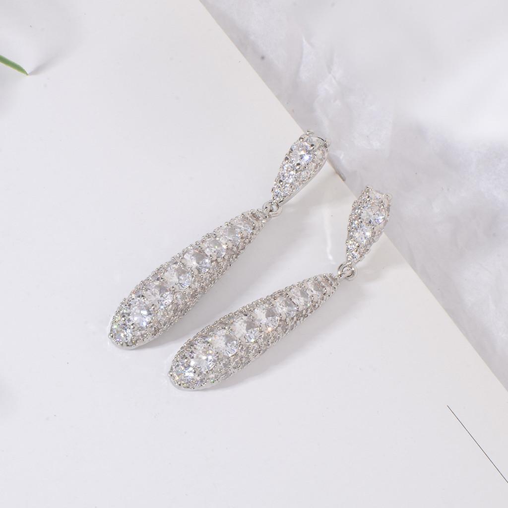 Elegant Water Drop Zirconia Earring For Women With Dangle Design And Geometric Style