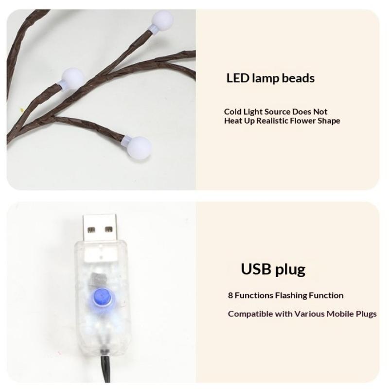 Led Vines Light Strings Willow Vine Branch Diy Light For Room Wall Wedding Party Decor Festival Decorations Garland Light