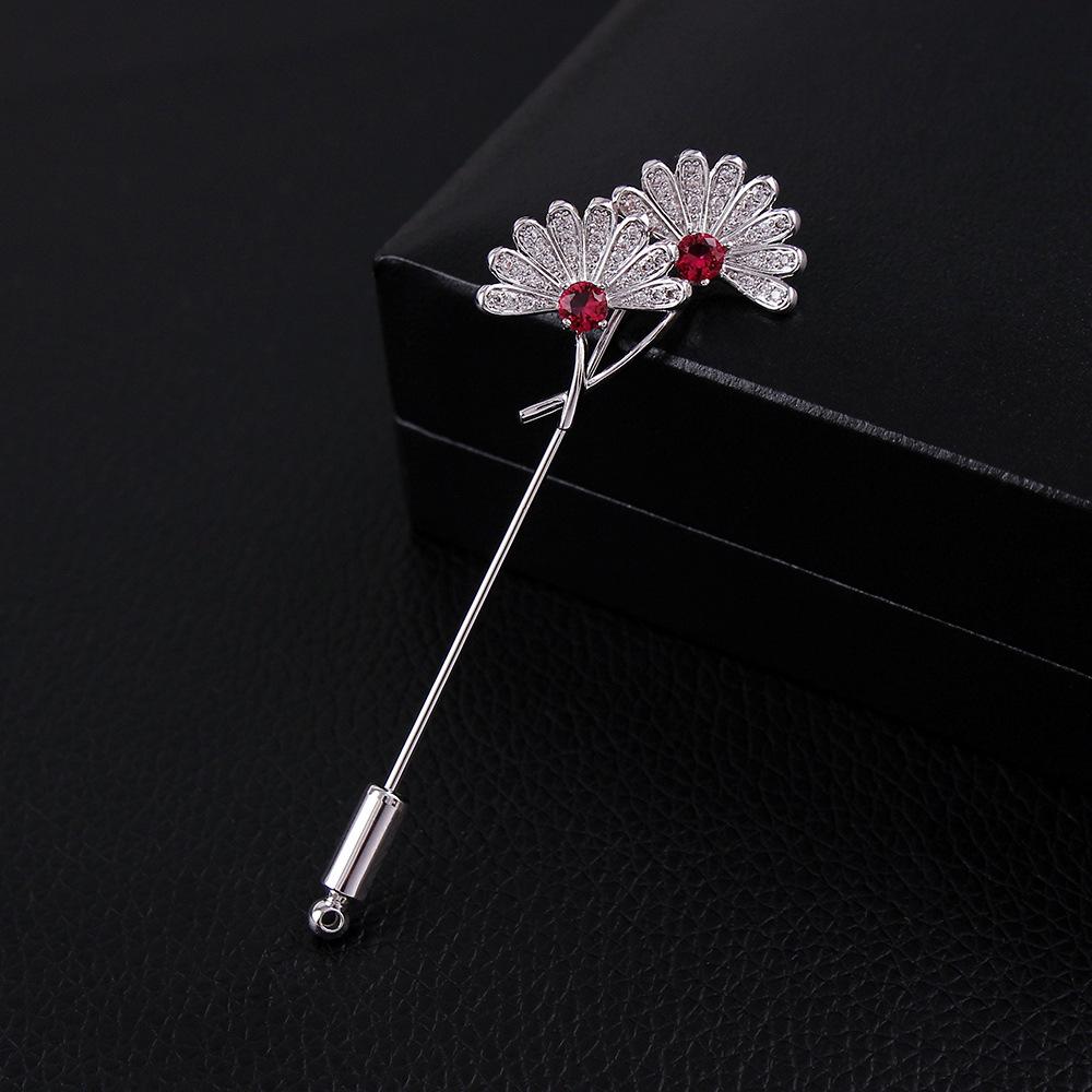 Ginkgo Leaf Zircon Brooch: Unisex High-Grade Crystal Pin