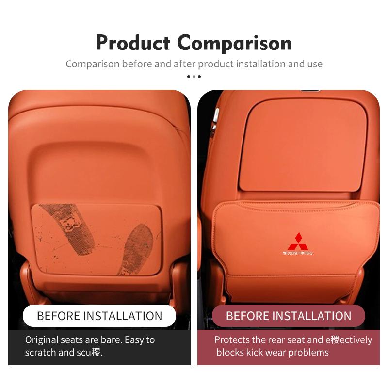 Car Seat Back Anti-Kick Mats Leather Organizer Protector Cover For Mitsubishi Outlander Pajero Sport Lancer EX ASX L200 Eclipse