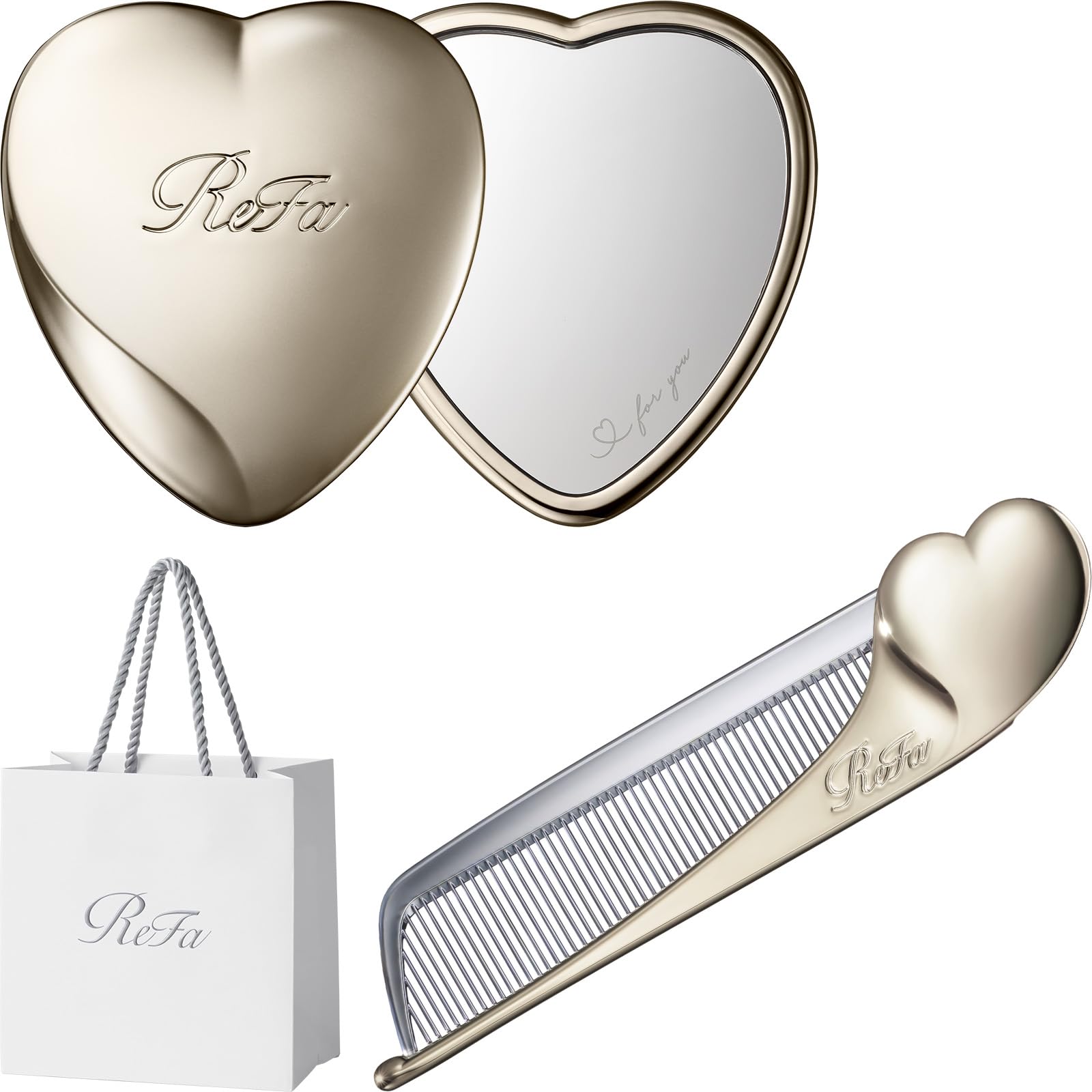 Store ReFa HEART MIRROR ReFa HEART Comb Aira Set Champagne Gold [Official Exclusive] + -