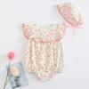 Romper Bodysuit Jumpsuit Summer Flower Floral Baby Newborn Hat Set Girls Pink 6Months [Misia Luxury] [27146-27155]