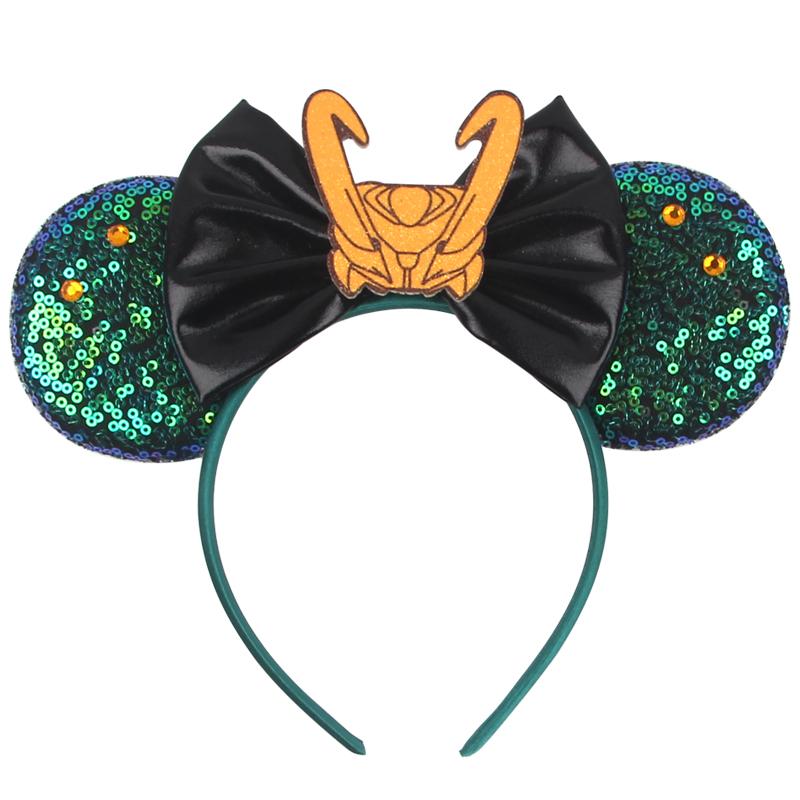 Cartoon Character Mouse Ears Headband Sequins 5" Bow Hairband For Girls Children Festival Party DIY Hair Accessories Gift