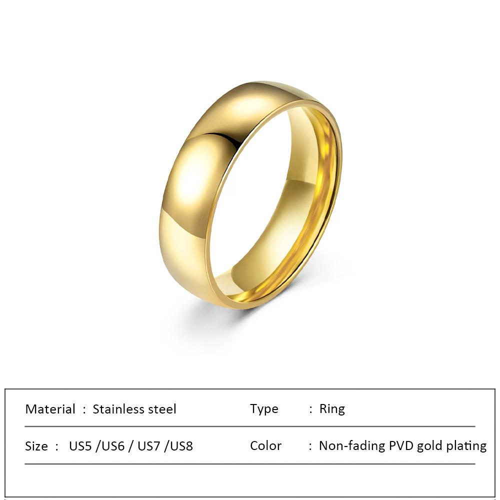Waterproof Stainless Steel Ring for Women Non-fading Heart Ring Stylish Metal Rings Simple New Jewelry