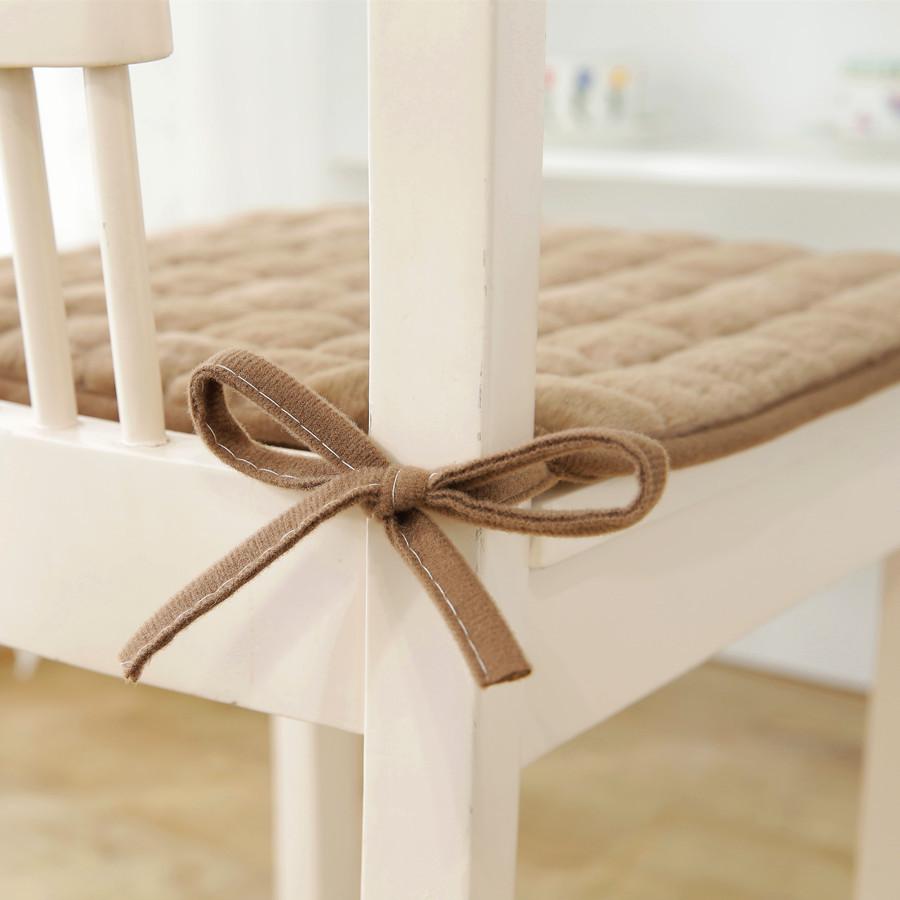 2PCS Winter Plush Meal Chair Cushion Chair Cushion Thickened Solid Color Chair Cushion Office Seat Cushion