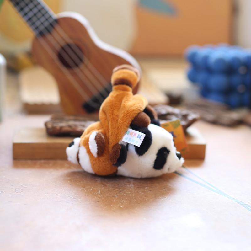 Delightful Reversible Panda Plush Toy Soft Raccoon Keychain Charm