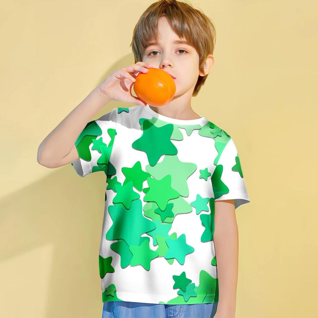 Simpler Star Graphic Children's Clothing Boys Tshirt Summer Short Sleeve Casual Stylish Outdoor Active Kids Girls Clothes Tops