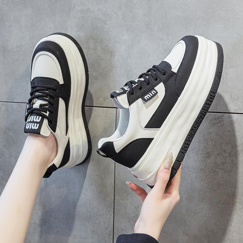 High Quality 7CM Cloth Suede Genuine Leather Fashion Women Autumn Chunky Sneaker Platform Wedge Women Vulcanize New Spring Shoes