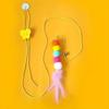 New pet cat-teasing stick Kitten high elastic rope cat toy Feather bell cat-teasing stick hanging swing toy