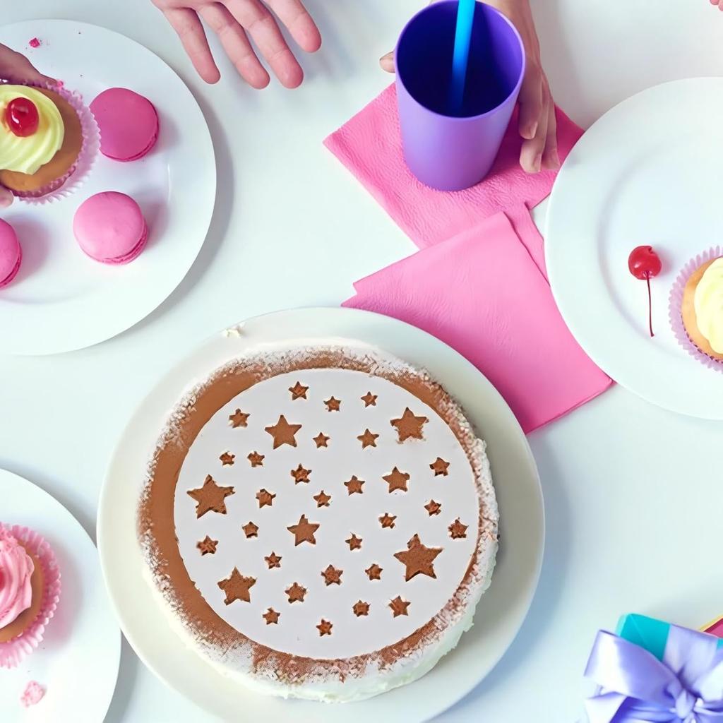Plastic Cake Stencils for Decorating-Reble, Easy to Clean, Multi-Design Baking Stencils for Buttercream, Sprinkle & Birthday Cakes-Professional Cake