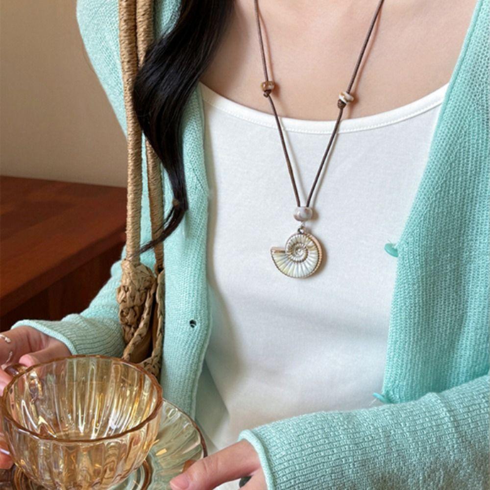 Bohemian Starfish Necklace Wax Rope Wax Rope Necklace Fashion Beach Vacation Jewelry  Daily Wear