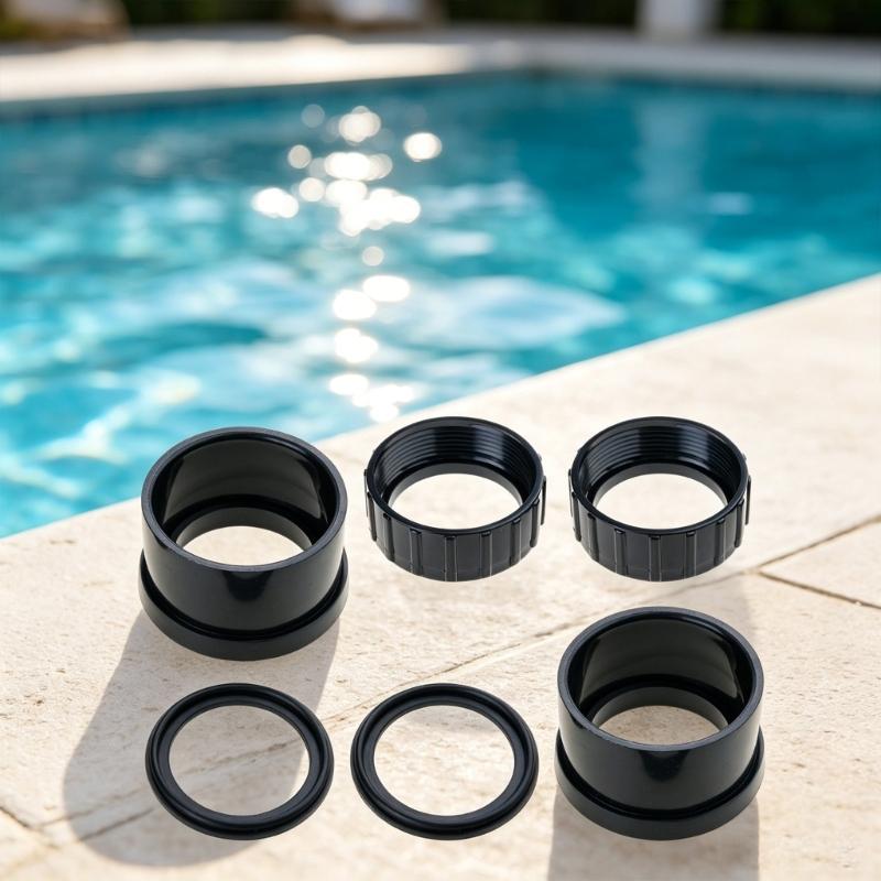 2 Stuks Zwembadpomp Koppeling Reparatiekit Bevat Moeren Ringetjes & O-ringen Zwembad Pijpverbinders voor SPX320