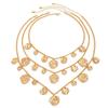 Ingemark 3Pcs/Set Creative Round Circle Metal Pendant Choker Necklace for Women New Vintage Adnustable Chain Party Jewelry Gift