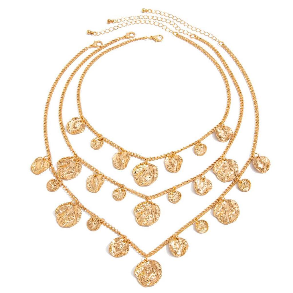 Ingemark 3Pcs/Set Creative Round Circle Metal Pendant Choker Necklace for Women New Vintage Adnustable Chain Party Jewelry Gift