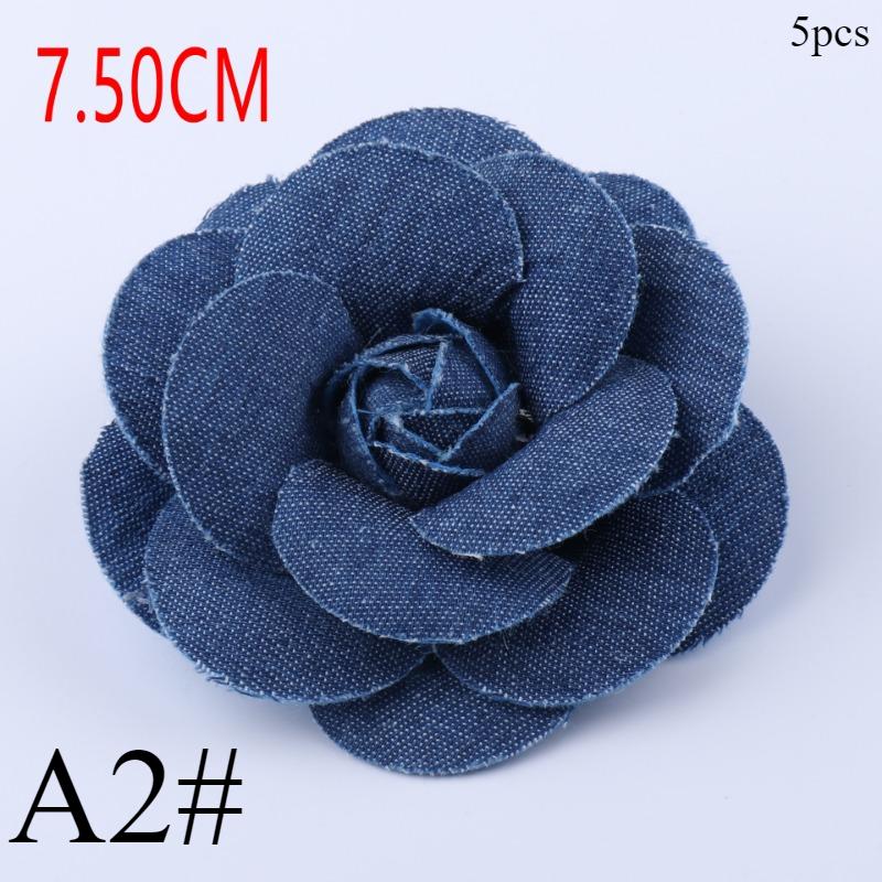 5Pcs Tecido Denim Flores Artificiais Roupas Chapéus Vestido Decoração Artesanal Cocar Decoração Artesanal DIY Acessórios Para Cabelo Suprimentos
