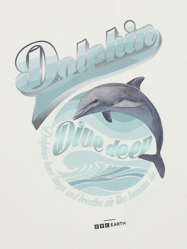 BBC EARTH W Dolphin Short Sleeve Round_White