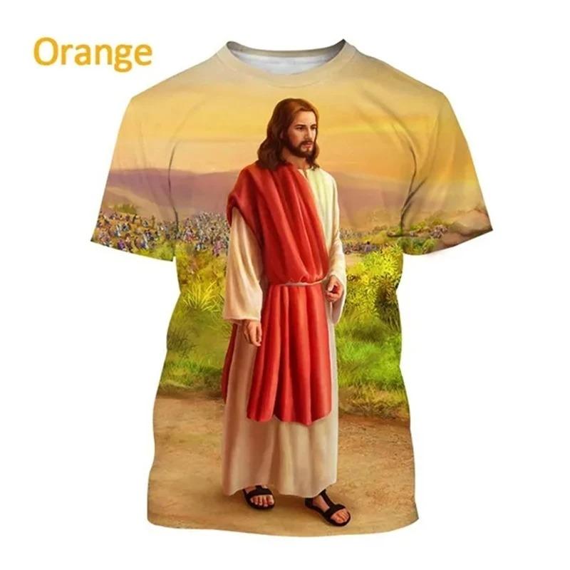 Jezus Kocha Każdego Chrześcijanina Koszulka Drukowana 3D Letnia Moda Wzór Jezusa Mężczyźni Kobiety Gorąca Krótki Rękaw Codzienna Koszulka Ropa Hombre