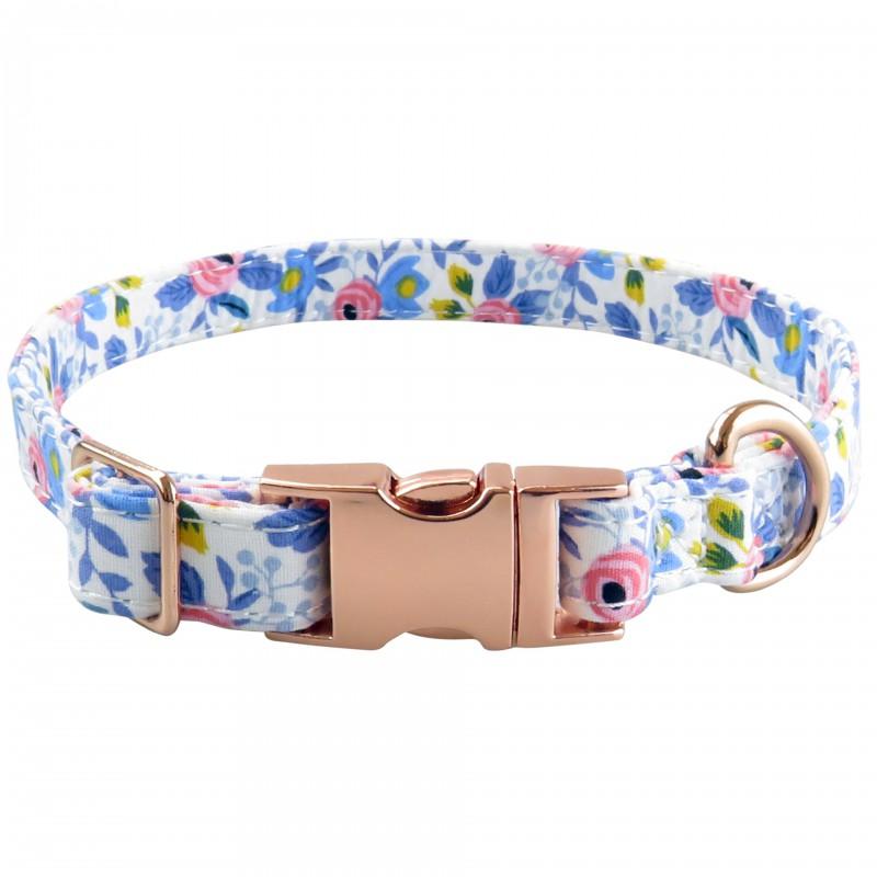 Floral Pet Collar With Bow Metal Buckle Cats Small Dogs Adjustable Fashionable