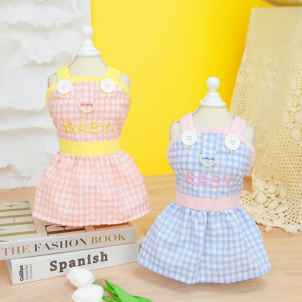 Spring and Summer Dog Skirt Pet Clothes Manufacturers Wholesale Teddy Schnauzer Small Dog Clothes Plaid Skirt Dog Clothes
