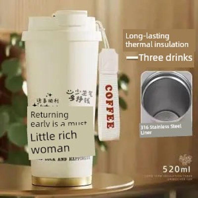 Butterfly Coffee Cup with Large Capacity, Insulated Cup with Straw, Portable Car Water Cup for Female Students, 316 Water Cup