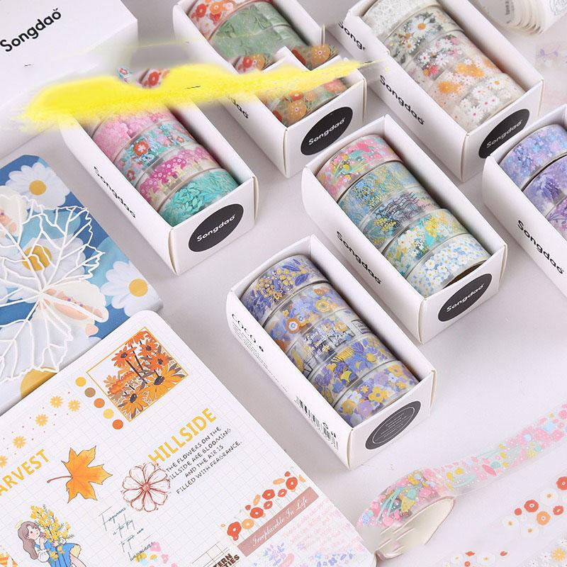 5 Rolls Washi Tape  Journaling Washi Tape Set for Crafts Decorative Adhesive Set Japan Washi Collage Pet Tape School Supplies