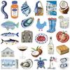 10/30/50pcs Vintage Watercolor Cartoon Open Sea Stckers Blue Coastal Life Graffiti Decals for Suitcase Car Aesthetic DIY Sticker