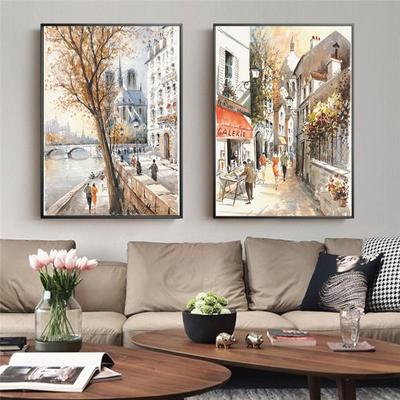 Paesaggio Parigi Senna Street Pittura a olio su tela Poster e stampe in stile nordico Immagine da parete per la decorazione del soggiorno Senza cornice