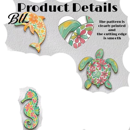Pastoral Room Decor 3 Pcs Ocean Beach Themed Wall Art Wooden Sea Turtle Seahorse Dolphin Hand-painted Artwork Hanging Vintage Coastal Sculpture