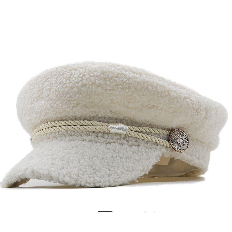 

Осень Новая Шерсть Ягненка Британская Восьмиугольная Шляпа Повседневный Берет с Утиным Язычком Шляпа Художника Женская ONE SIZE