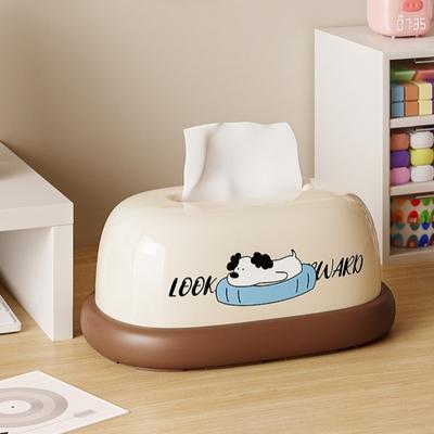 Home Decor Cream Style Desktop Tissue Box Decorative Cartoon Pattern Napkin Storage Box Plastic Napkin Holder Dining Table