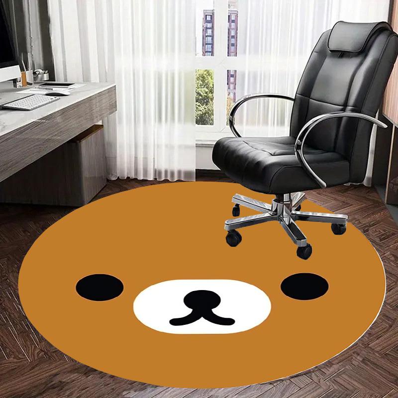 1pc Rilakkuma Round carpet, Made of Polyester,Perfect for Decorating Office Chairs, Living Rooms,Vibrant Decorative Rug