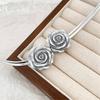 Tooxika Cool Style Silver Grey Double Layer Rose Flower Necklace Sweet Cool Hottie Choker Collarbone Chain Necklace