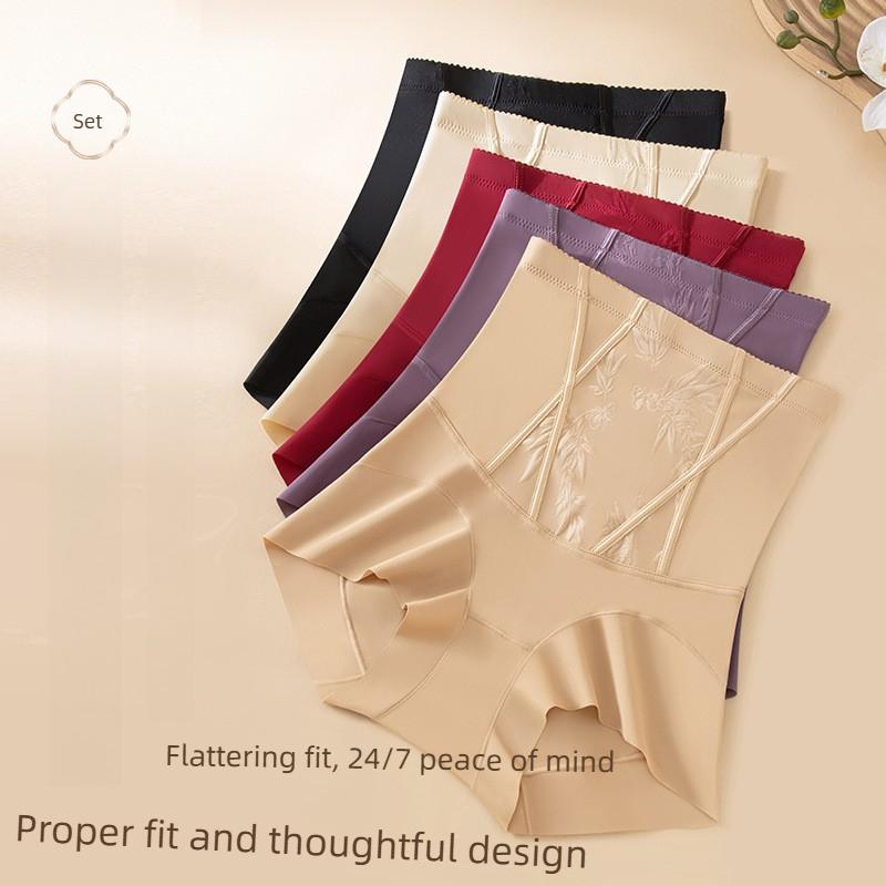 Women's National Style Relief Sexy Jacquard Thin Comfortable No Trace of Abdominal Lift Underwear