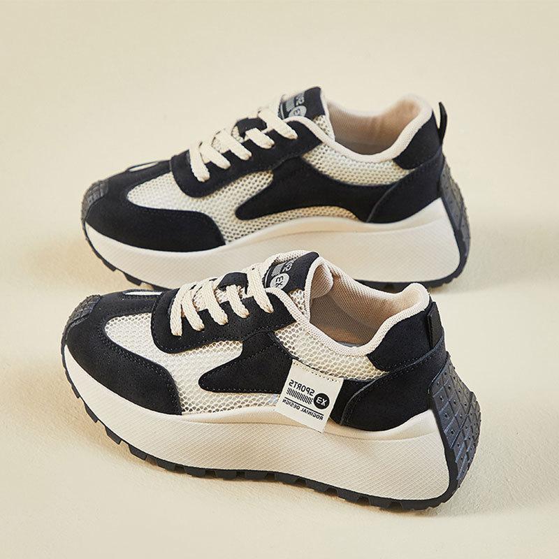 Mesh Dad Shoes Women's 2025 New Summer Breathable Women's Shoes Versatile Super Fire Thick Sole Heightening Sports and Leisure Shoes