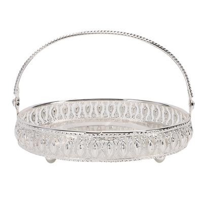 Vassoio Frutta in Metallo con Manico Ciotola Decorativa Ovale Piatto da Portata per Dolci Snack Dessert Antipasti