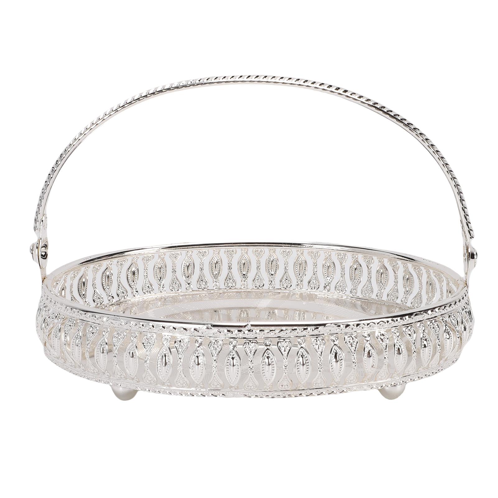 Health & Beauty Product Metal Fruit Tray With Handle Oval Decorative Bowl Serving Platter For Sweets Snacks Desserts Appetizers