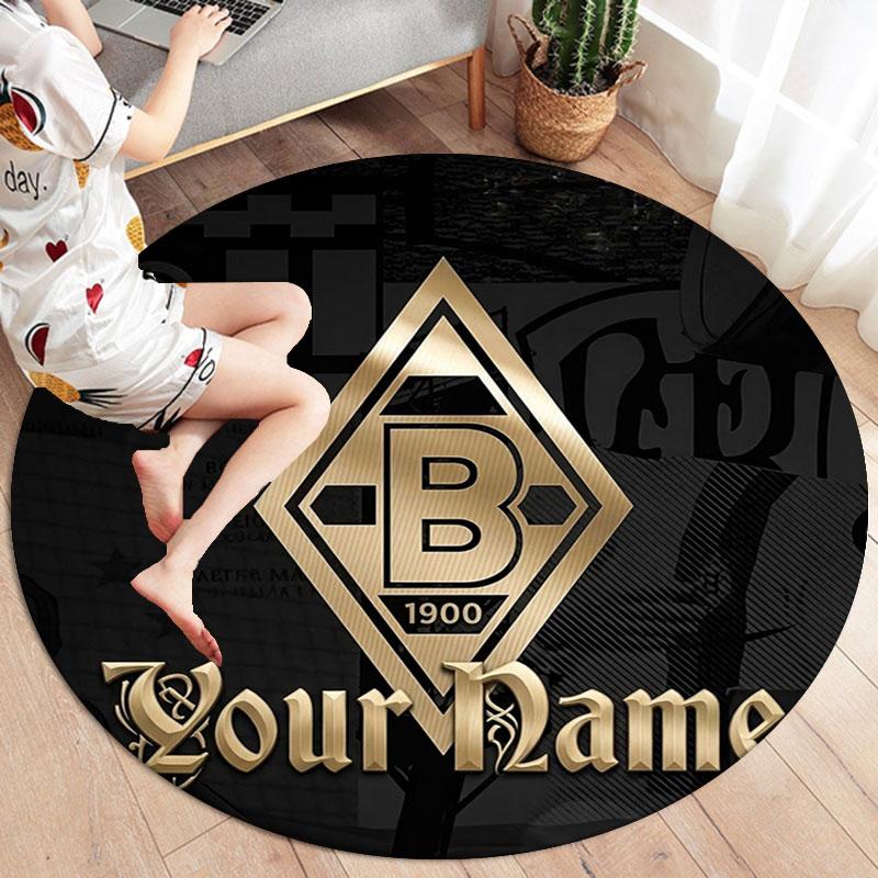 Borussia Custom Name Round Area Rug,Carpet Rug for Living Room Bedroom Sofa Playroom Decor,Non-slip Floor Mat