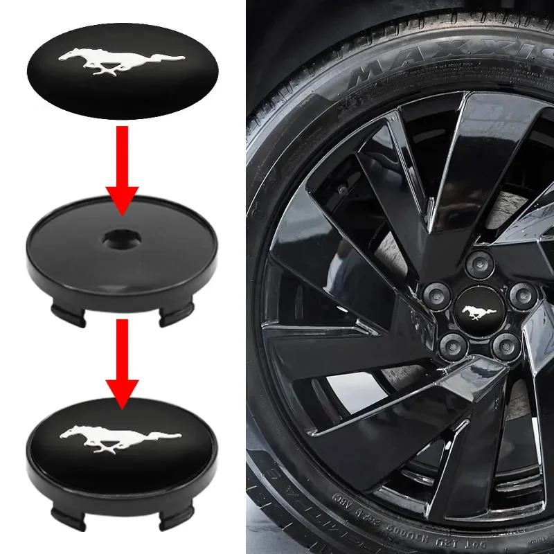 Car Sticker 4Pcs 56+60mm Car Styling Mustang Emblem Badge Wheel Center Hub Cap For Ford Focus Fiesta Mondeo Fusion Explorer Esca