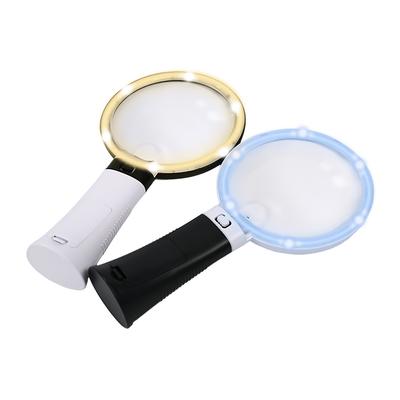 30X 10X Handheld Magnifier with 12 LED Lights Handheld Lighted Magnifying Glass for Seniors Reading Jewelry Watch Repair