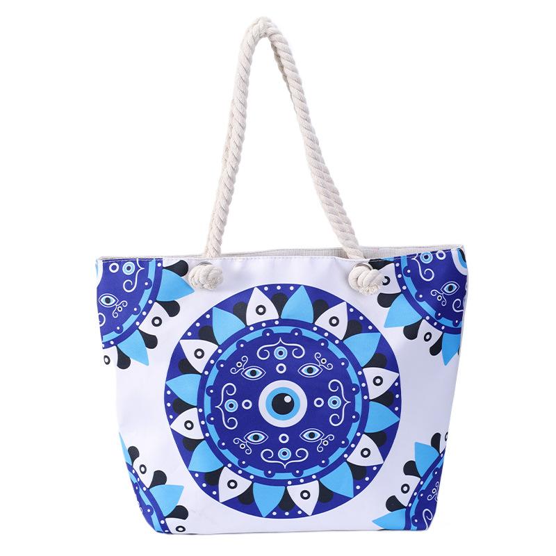 Women's Beach Bag Devil Eyes Tote Blue Eyes Shoulder Bag Evil Eye Canvas Bag